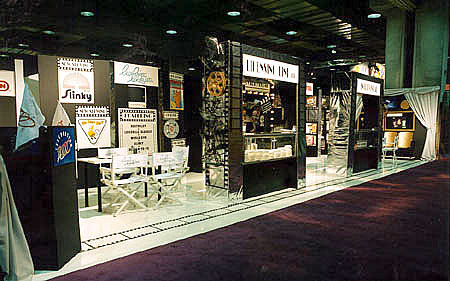 masonite floor, sales counter in exhibit booth by Manny Stone Decorators