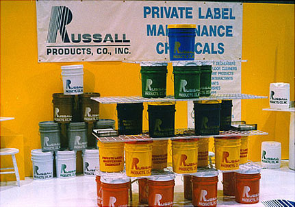 Russal Industrial Products booth with hardwall by Manny Stone Decorators